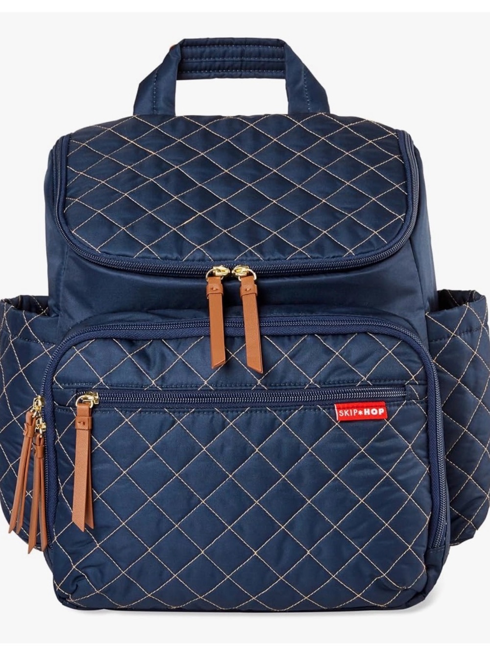 Skip Hop Navy Quilted Backpack with Tan Accents